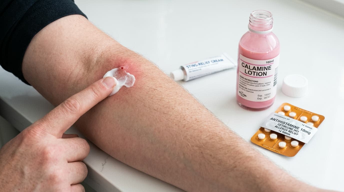 Mosquito bite treatment supplies including cream and ice pack